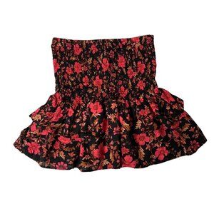 Haute Project Los Angeles Floral Smocked Ruffle Mini Skirt Large
